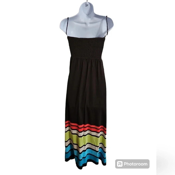 Gap Womens Brown Colorblock Maxi Sundress Small Boho Beach Festival Y2K Vacation - Picture 3 of 6